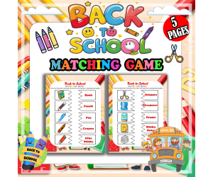 Back to School | Class Supplies Vocabulary Matching Game for Prek and