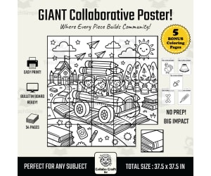 Back to School Collaborative Poster Pencil Car Art K-5