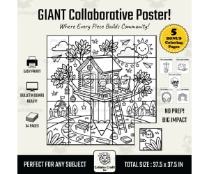 Back to School Collaborative Poster Pencil Treehouse Art K-5