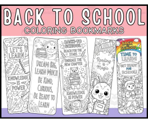 Back To School Coloring Bookmarks | Printable Student Gifts