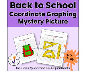 Back to School Coordinate Graphing Mystery Picture | 1 & 4 Quadrants