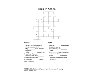 Back to School Crossword Puzzle