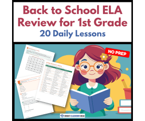 Back to School ELA Review for 1st Grade | 20 Daily Lessons