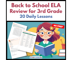 Back to School ELA Review for 3rd Grade | 20 Daily Lessons
