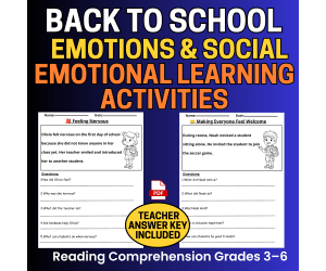 Back to School Emotions & Social Emotional Learning Activities Reading