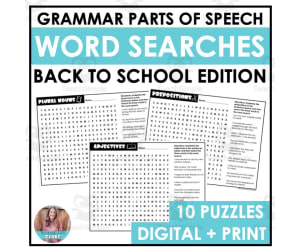 Back to School Grammar Word Search Packet