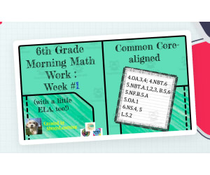 Back to School Math Morning Work for 6th Grade