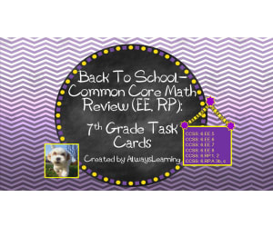 Back to School Math Review Task Cards for 7th Grade