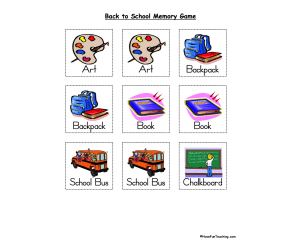 Back to School Memory Game