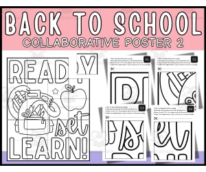 Back To School "Ready Set Learn" Collaborative Coloring Poster
