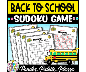 Back to School Sudoku Game + Solution