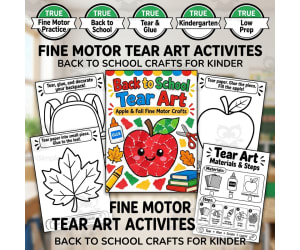 Back to School Tear Art Apple Craft Fine Motor Activities