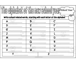 Back to School - The Alphabet of the New School Year - Word Listing