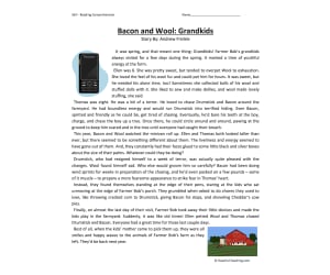Bacon and Wool: Grandkids - Reading Comprehension Worksheet