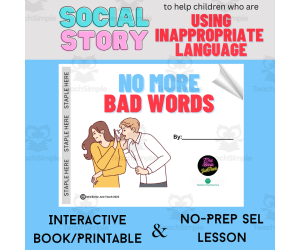Bad Language/Cussing | Interactive Book/Printable | Behavior Support
