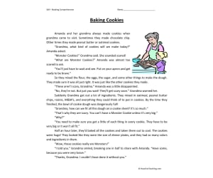 Baking Cookies Reading Comprehension Worksheet
