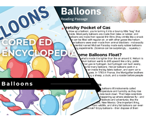 Balloons Reading Comprehension Passage - Cored Ed Encyclopedia