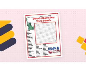 Barack Obama Day Word Search 2nd 3rd 4th 5th Grade Worksheet Activity