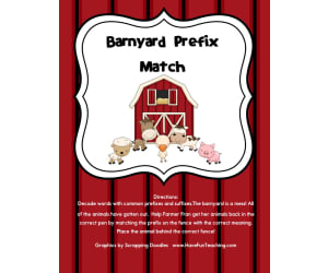 Barnyard Prefix Matching Activity