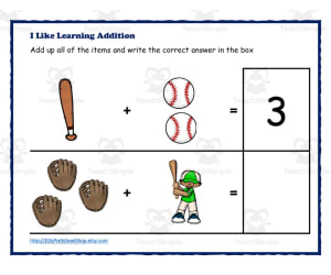 Baseball Addition Worksheet
