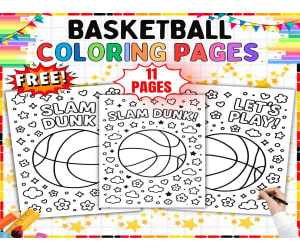 Basketball Coloring Pages - 11 Printable Coloring Sheets for Kids K-5