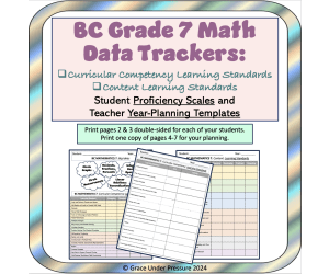 BC Grade 7 Math: Teacher Planning and Student Assessment Data Tracking