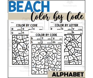 Beach Alphabet Color by Code for Lowercase Letters