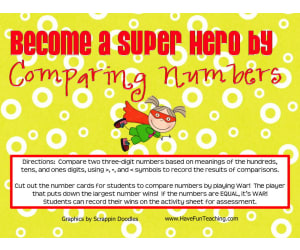 Become a Superhero by Comparing Numbers Activity
