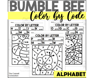 Bee Alphabet Color by Code for Capital Letters