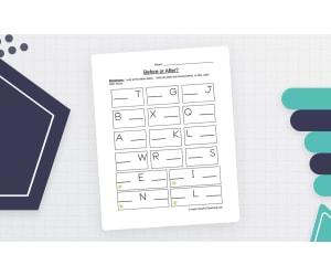 Before or After Letters Worksheet