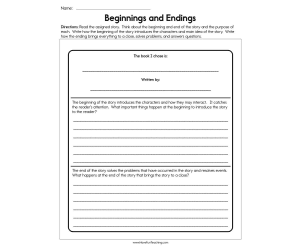 Beginning and Ending of a Story Worksheet