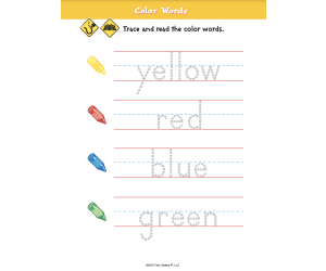 Beginning Reading: Color and Number Words Printable Workbook