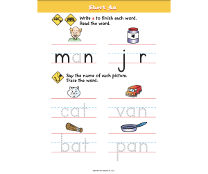 Beginning Reading: Short Vowel Sounds Printable Workbook