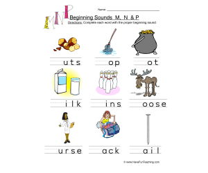 Beginning Sounds M N P Pictures Worksheet