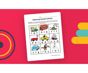 Beginning Sounds Vehicles Worksheet