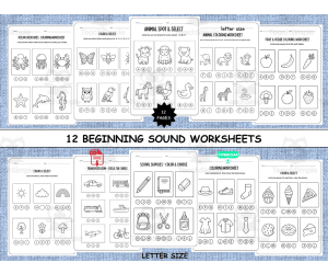 Beginning Sounds Worksheets: 12 Print-and-Go Phonics Activities