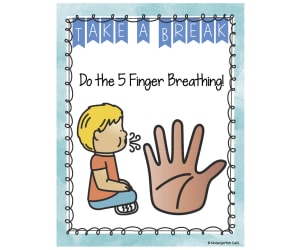 Behavior Management Signs | 5 Finger Breathing Printable Posters