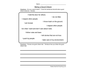 Being a Good Citizen Worksheet