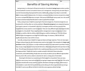 Benefits of Saving Reading Packet