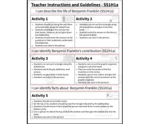 Benjamin Franklin Interactive Notebook | SS1H1a, SS1H1b, SS1G1a, SS1CG1