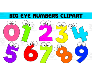 Big Eye Numbers 0 to 9 Digital Clipart