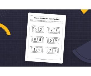Bigger Smaller and Same Numbers Worksheet