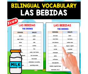 BILINGUAL VOCABULARY SPANISH + ENGLISH | Las Bebidas