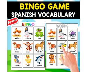 BINGO OF ANIMALS | Spanish Vocabulary