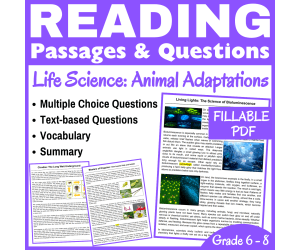 Bioluminescence and Insects : Science Reading passages (FILLABLE PDF)