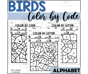 Bird Alphabet Color by Code for Lowercase Letters