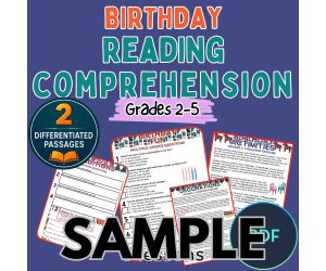 Birthday Reading Comprehension 1 Lesson Sample Writing Prompts PDF