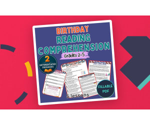 Birthday Reading with Word Problems Writing Prompts Fillable PDF