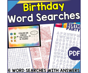 Birthday Word Searches (PDF)