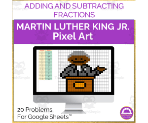 Black History Month | Adding and Subtracting Fractions Pixel Art Activity Google Sheet